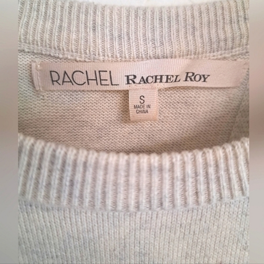 RACHEL Rachel Roy Cream Relaxed Fit Elegant Embellished Chic Sweater Size Small - Picture 8 of 13
